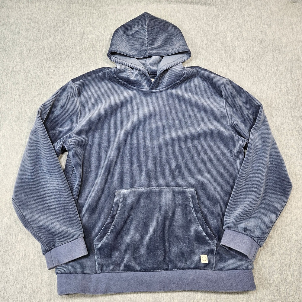 Marine Layer Velour Corduroy Hoodie Mens Large Blue
